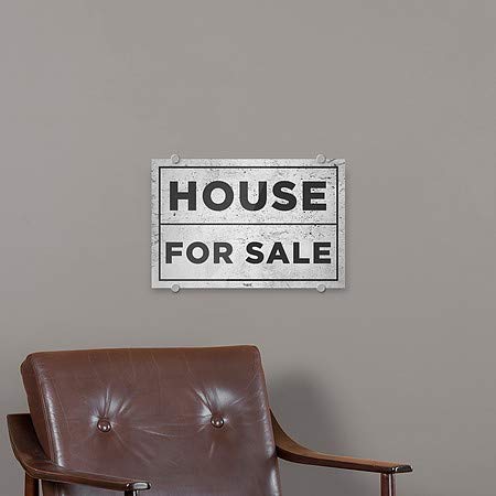 Cgsignlab | בית למכירה -אפור בסיסי שלט אקרילי פרימיום | 18 x12